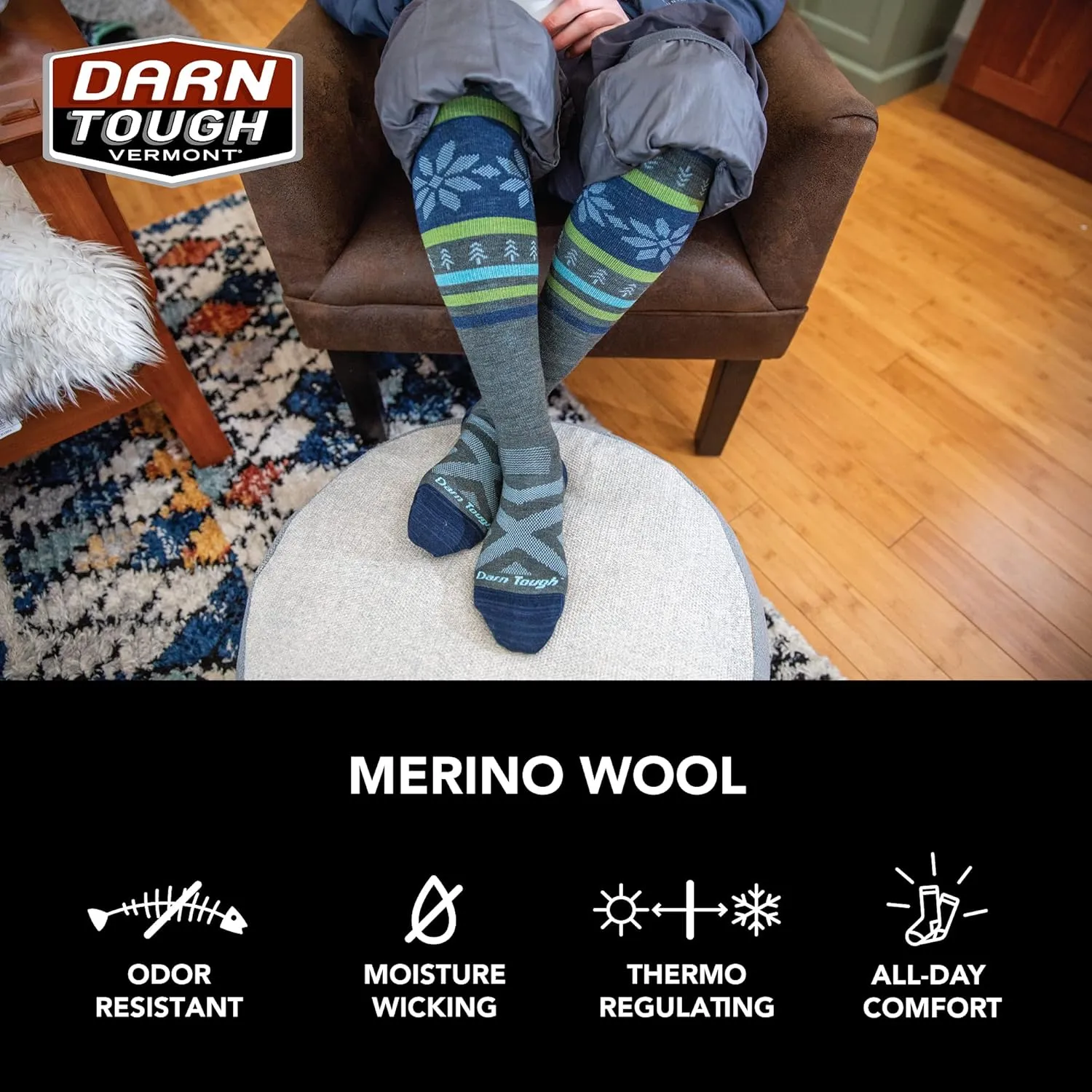 DARN TOUGH (8036) Women's Snow Aurora OTC Lightweight with Cushion Sock
