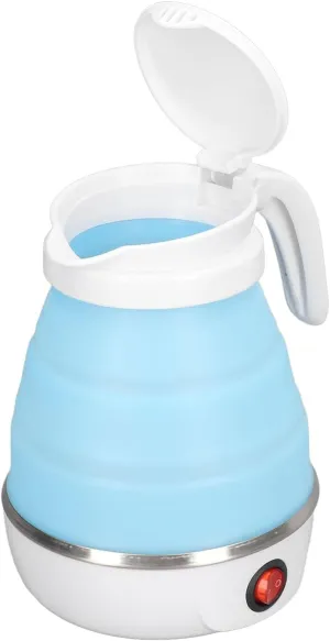 DAUZ Folding Electric Kettle, US Plug 110V 400W Collapsible Hot Water Kettle with Detachable Power Cord for Desktop (Blue)