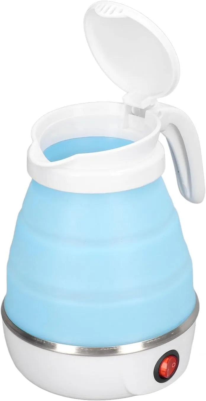 DAUZ Folding Electric Kettle, US Plug 110V 400W Collapsible Hot Water Kettle with Detachable Power Cord for Desktop (Blue)