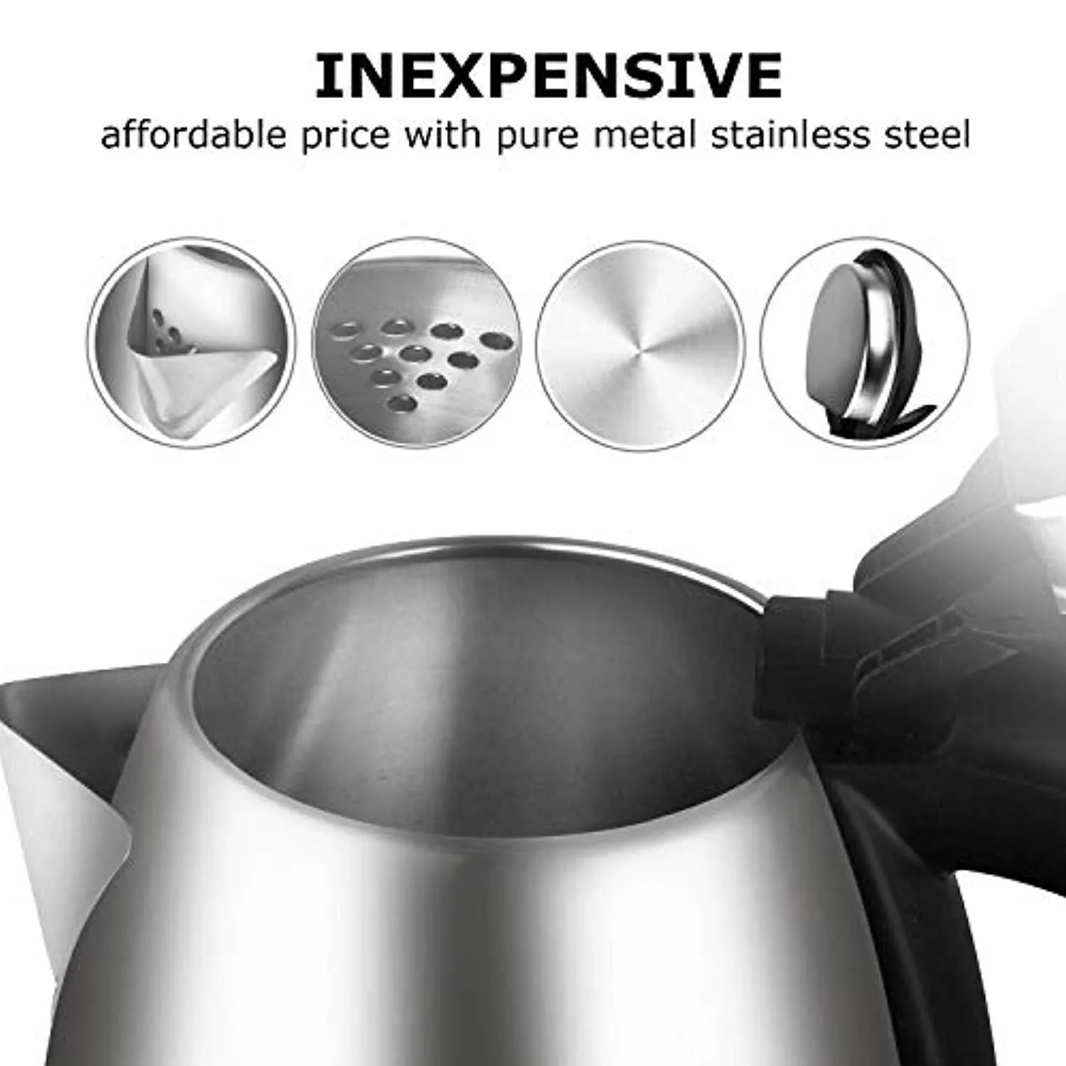 Dezin Electric Kettle Water Heater, 2L Stainless Steel Cordless Tea Kettle, Fast Boil, Auto Shut Off and Boil Dry Protection Tech – Base on SIDE Concept (Simple, Inexpensive, Dependable and Effective)