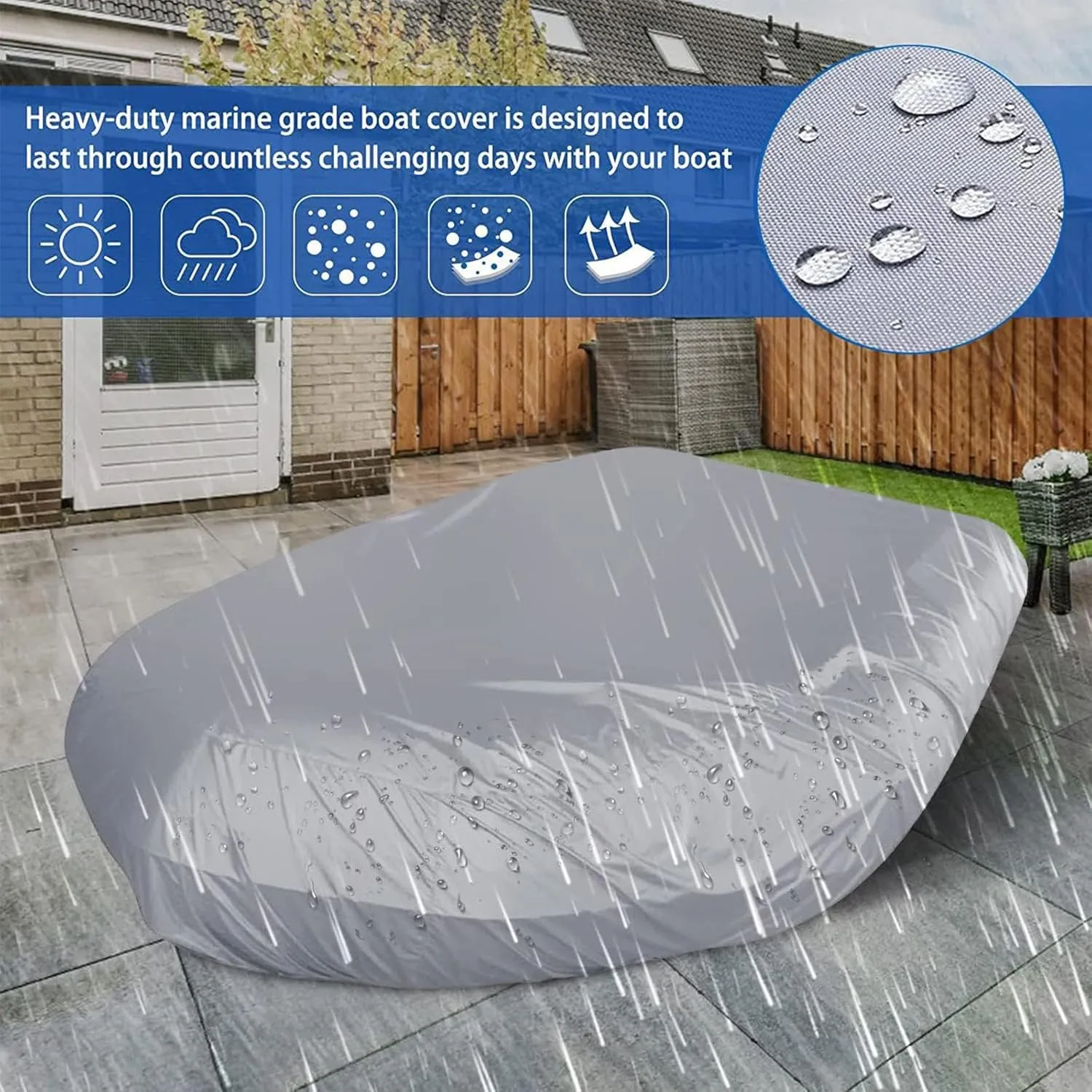 Dinghy Cover 7 Sizes Boat Tarp UV Resistant Dinghy Covers for Small Inflatable and Rigid Inflatable Boats,270 * 165 * 46cm