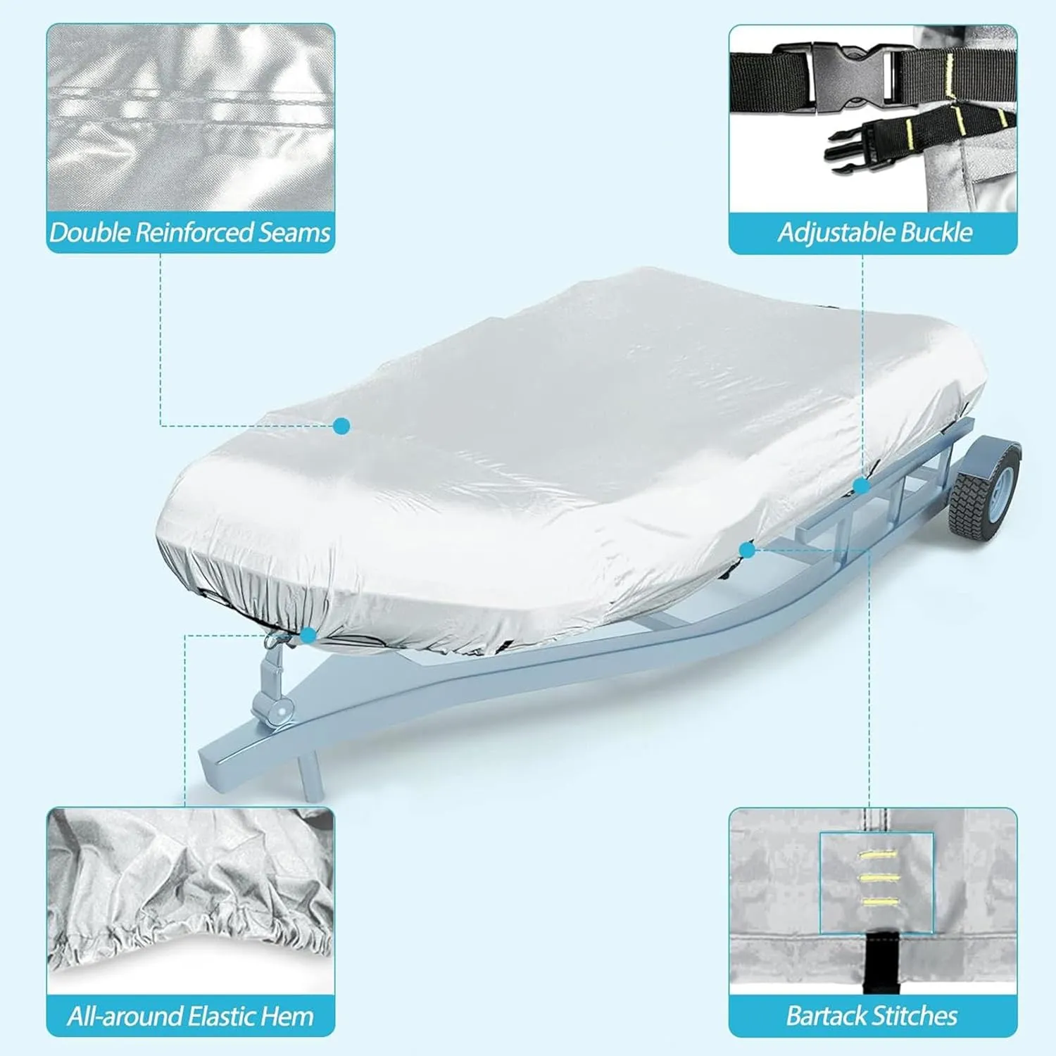 Dinghy Cover 7 Sizes Boat Tarp UV Resistant Heavy Duty Boat Cover for Small Inflatable and Rigid Inflatable Boats,230 * 165 * 46cm
