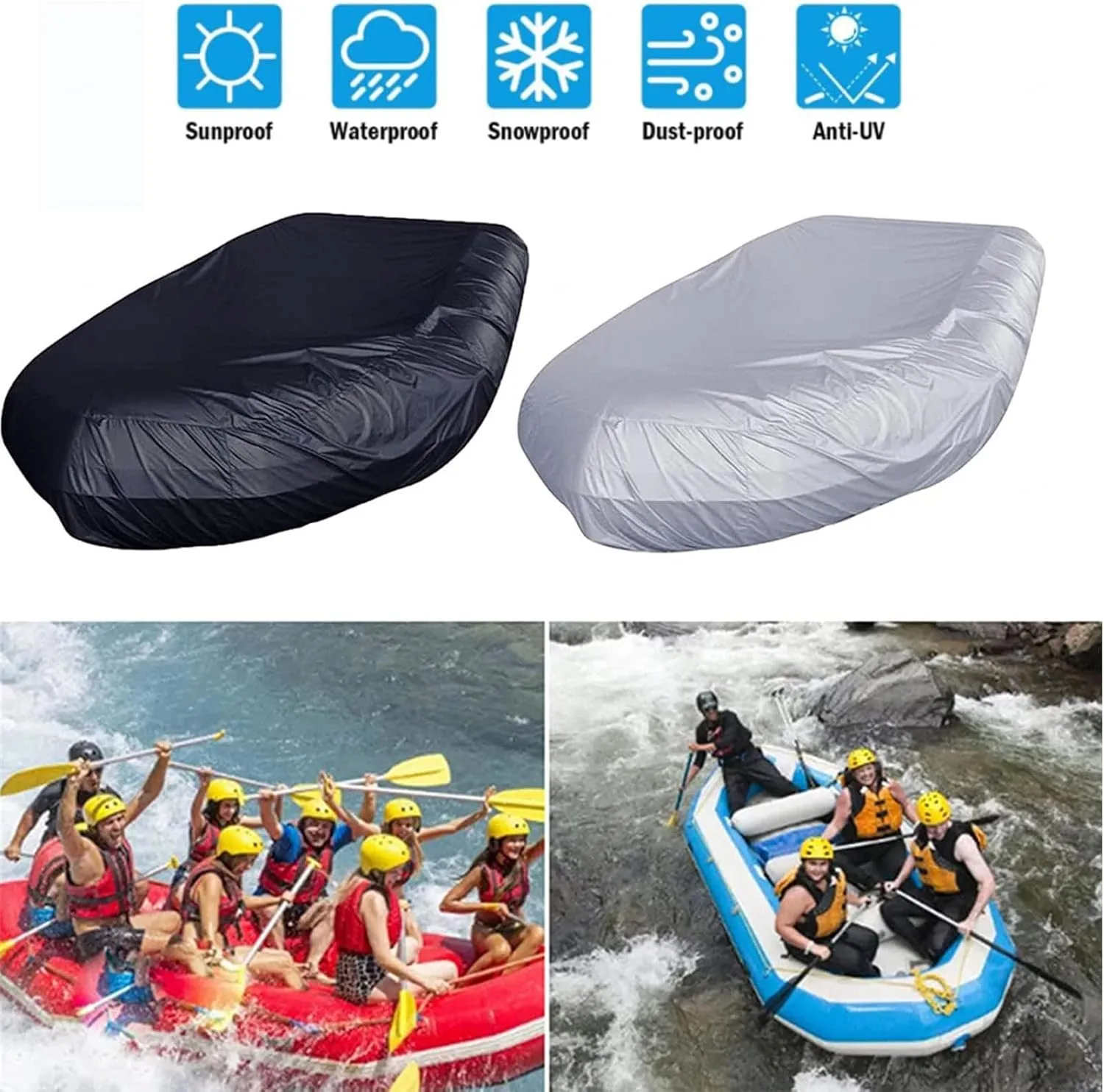Dinghy Cover 7 Sizes Boat Tarp UV Resistant Heavy Duty Boat Cover for Small Inflatable and Rigid Inflatable Boats,230 * 165 * 46cm