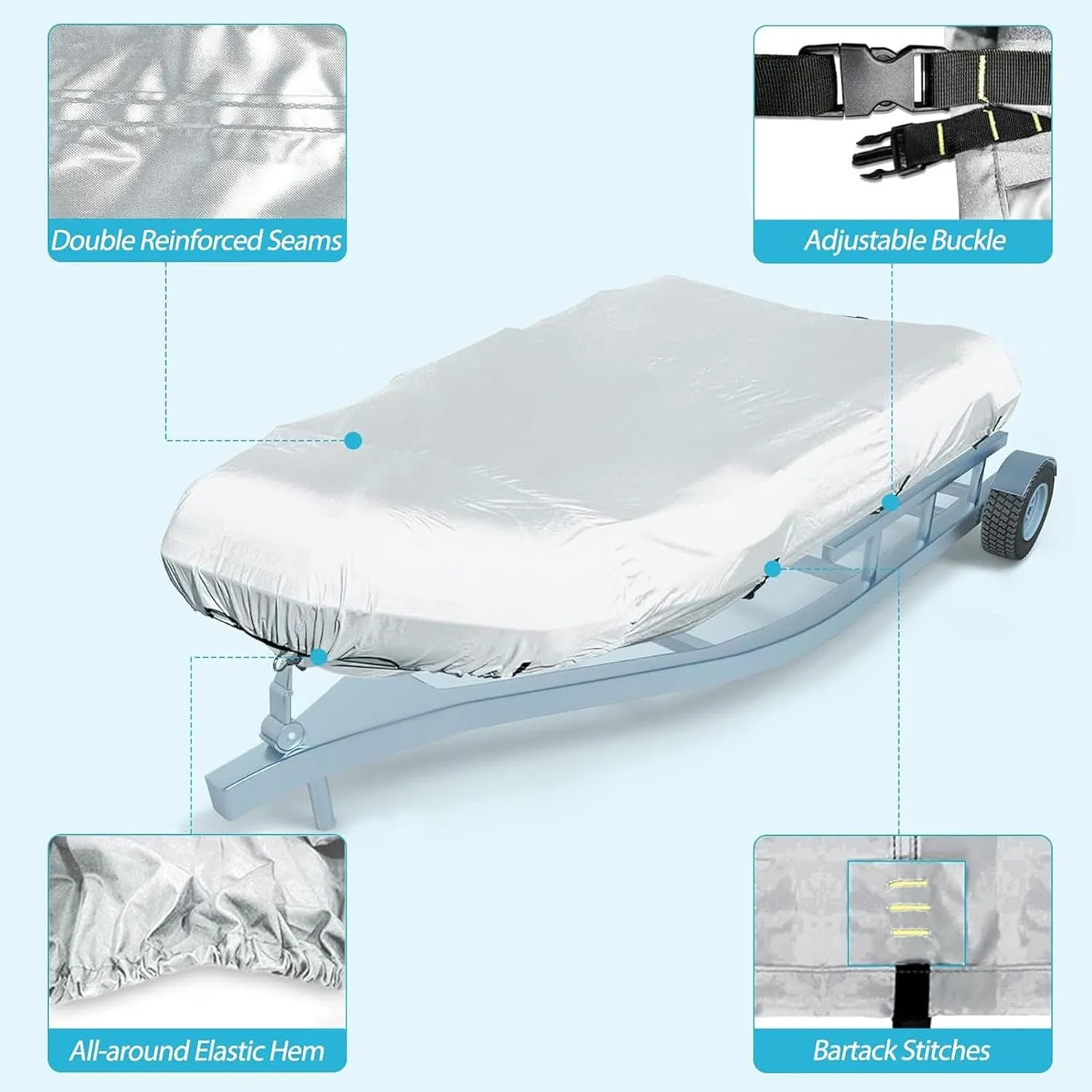 Dinghy Cover 7 Sizes Inflatable Boat Cover UV Resistant Boat Tarp for Inflatable Boat and Dinghy,420 * 210 * 46cm