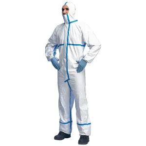 Disposable Hooded Coverall Pack of 25 - White/Blue