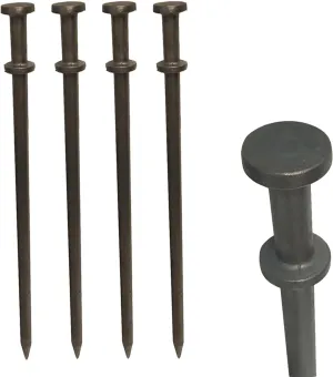 Double Head Tent Stakes - Heavy Duty Steel Tent Stakes, Versatile Ground Spikes to Anchor Commercial Inflatables, Party Tents, and Outdoor Camping Shelters, 3/4 x 36 Inch, 4-Pack