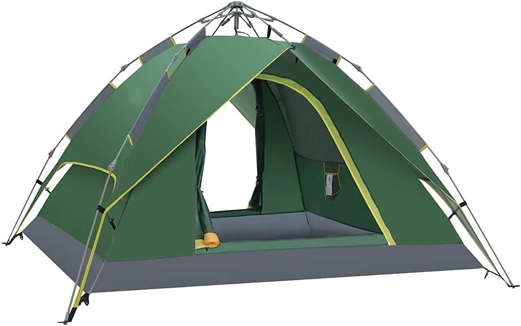 Double Layer Camping Dome Tent 3-4 Person, Ventilated Breathable Automatic Instant Tents for Hiking Picnic Outdoors Activities
