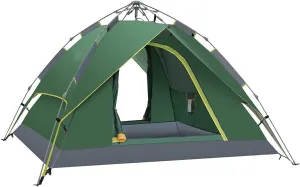 Double Layer Camping Dome Tent 3-4 Person, Ventilated Breathable Automatic Instant Tents for Hiking Picnic Outdoors Activities