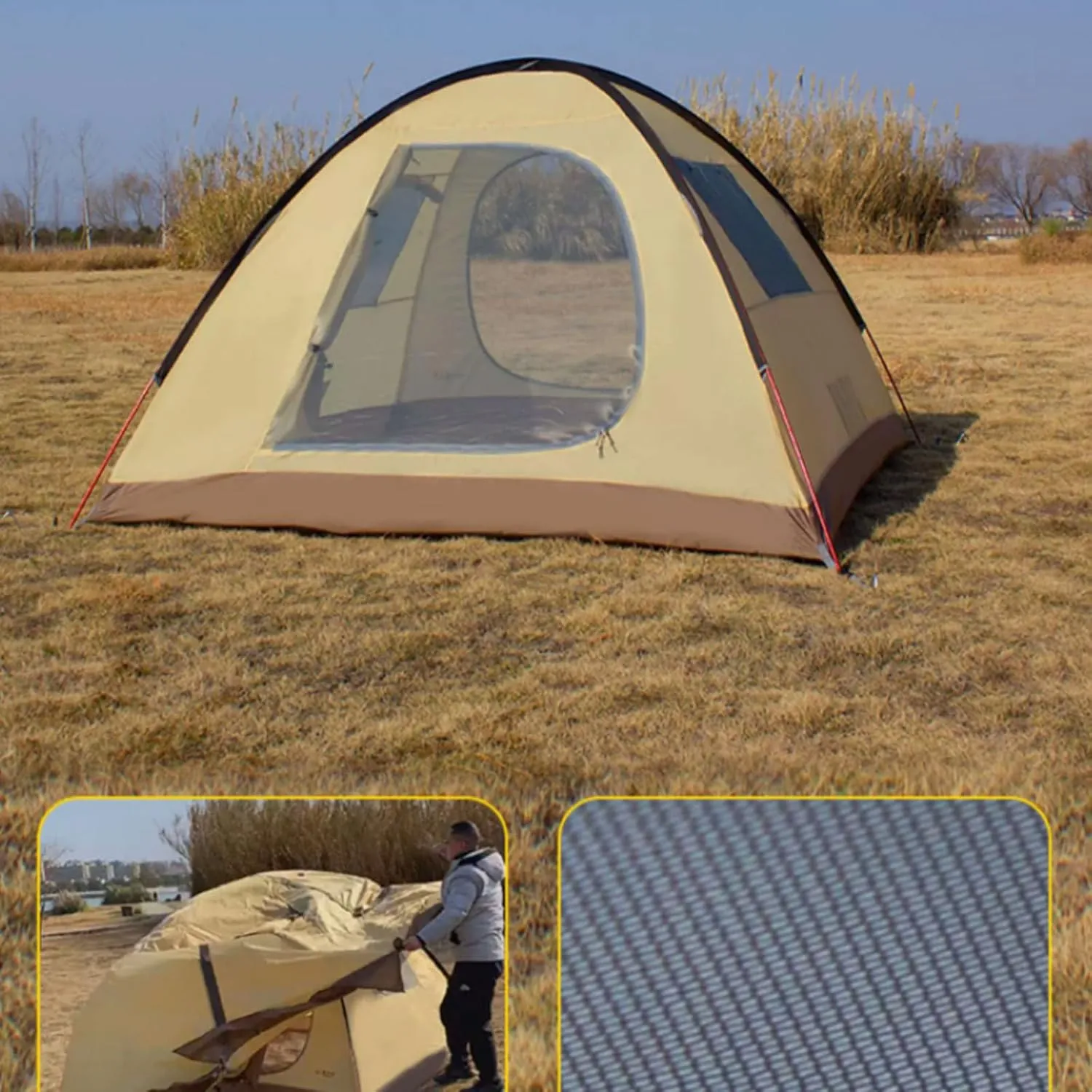 Double Layer Tent Extendable Tent Outdoor Tent 3-4 Person Tent Large Space Tent Multifunctional Tent
