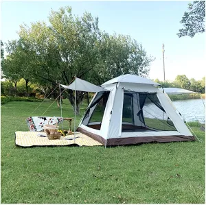 Double Skin Tent 4 People Sun Protection Tent Pop Up Sturdy and Practical Family Tents for Camping Ideal for Camping in The Garden