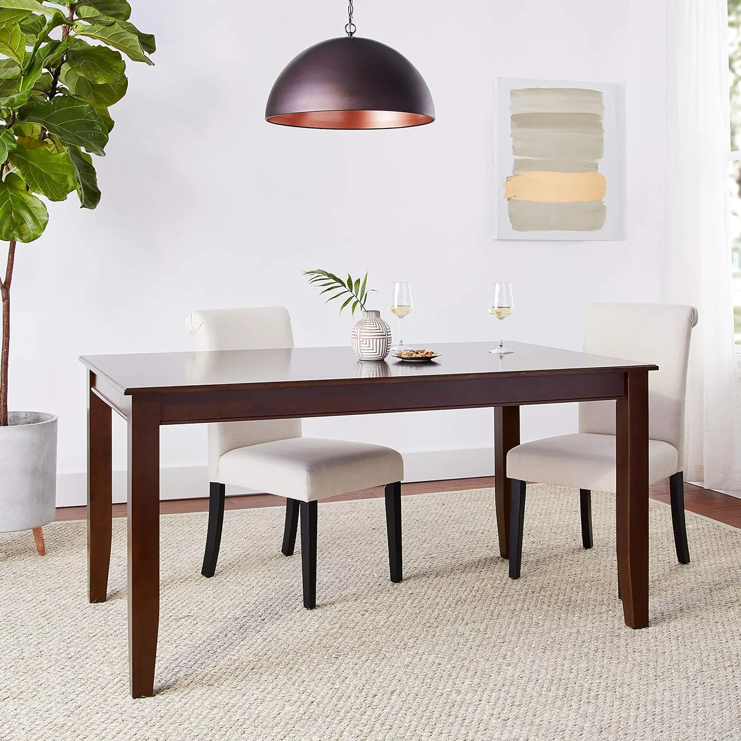 East West Furniture DUT-MAH-T Dudley Dining Room Table - a Rectangle Solid Wood Table Top with Sturdy Legs, 36x60 Inch, Mahogany