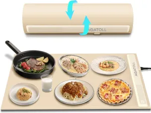 Electric Food Warming Mat, Silicone Heating Tray with Adjustable Temperature, Rollable & Portable Food Warmer for Parties, Buffets, Family Gatherings