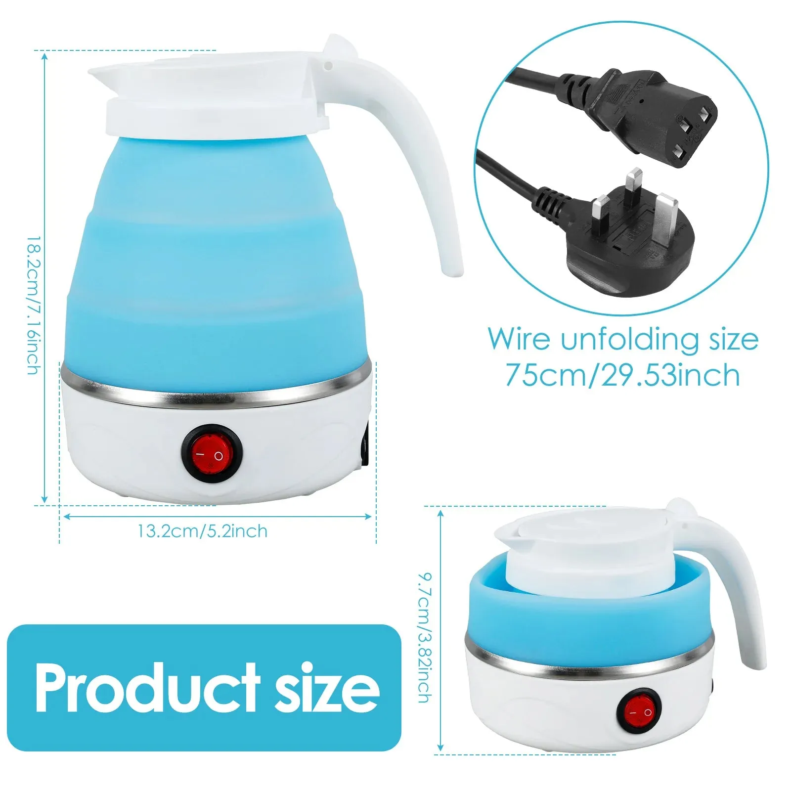 Electric Kettle 600W Folding Invitation-only deal Mini Leakproof  Silicone 600ml Portable Customer-friendly