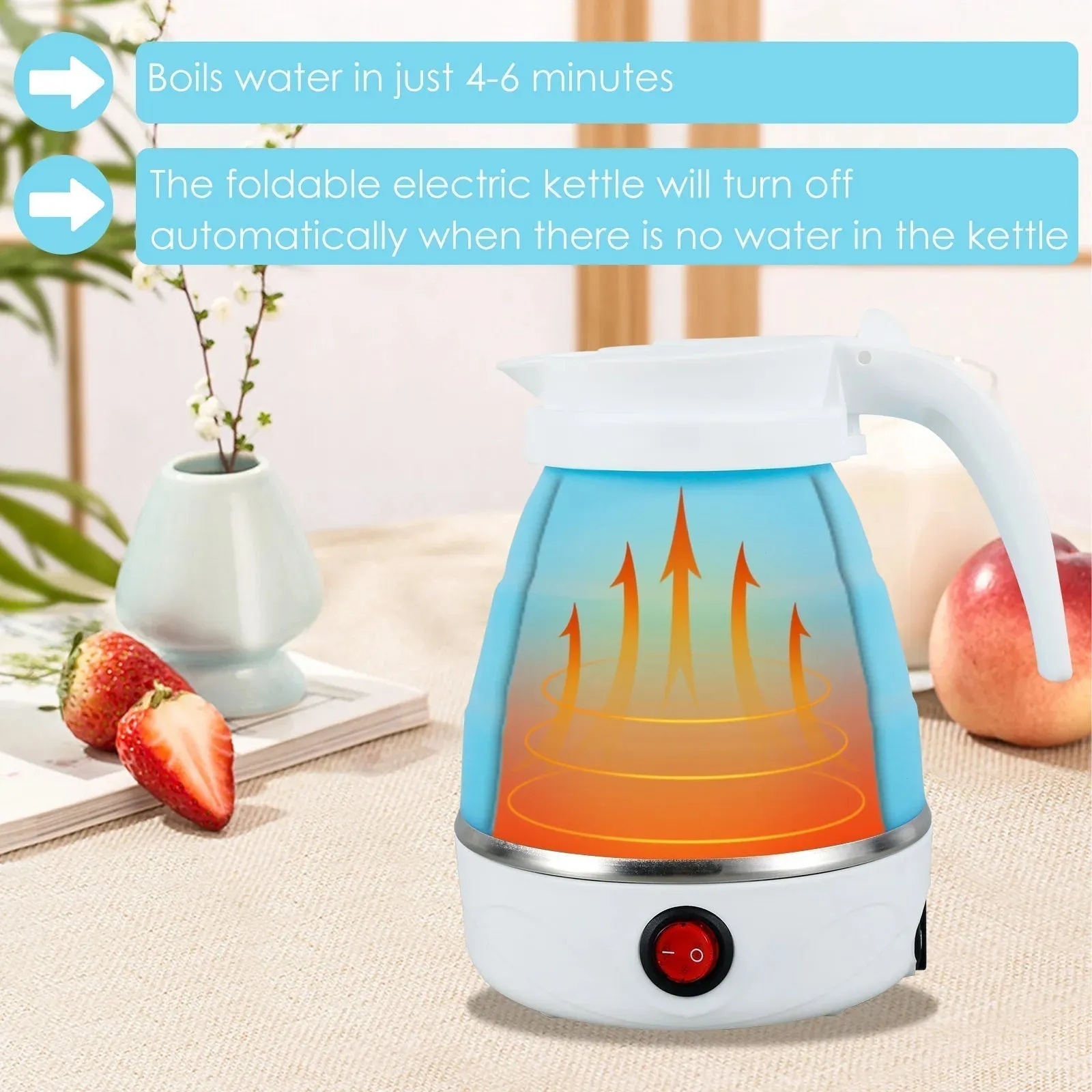 Electric Kettle 600W Folding Invitation-only deal Mini Leakproof  Silicone 600ml Portable Customer-friendly