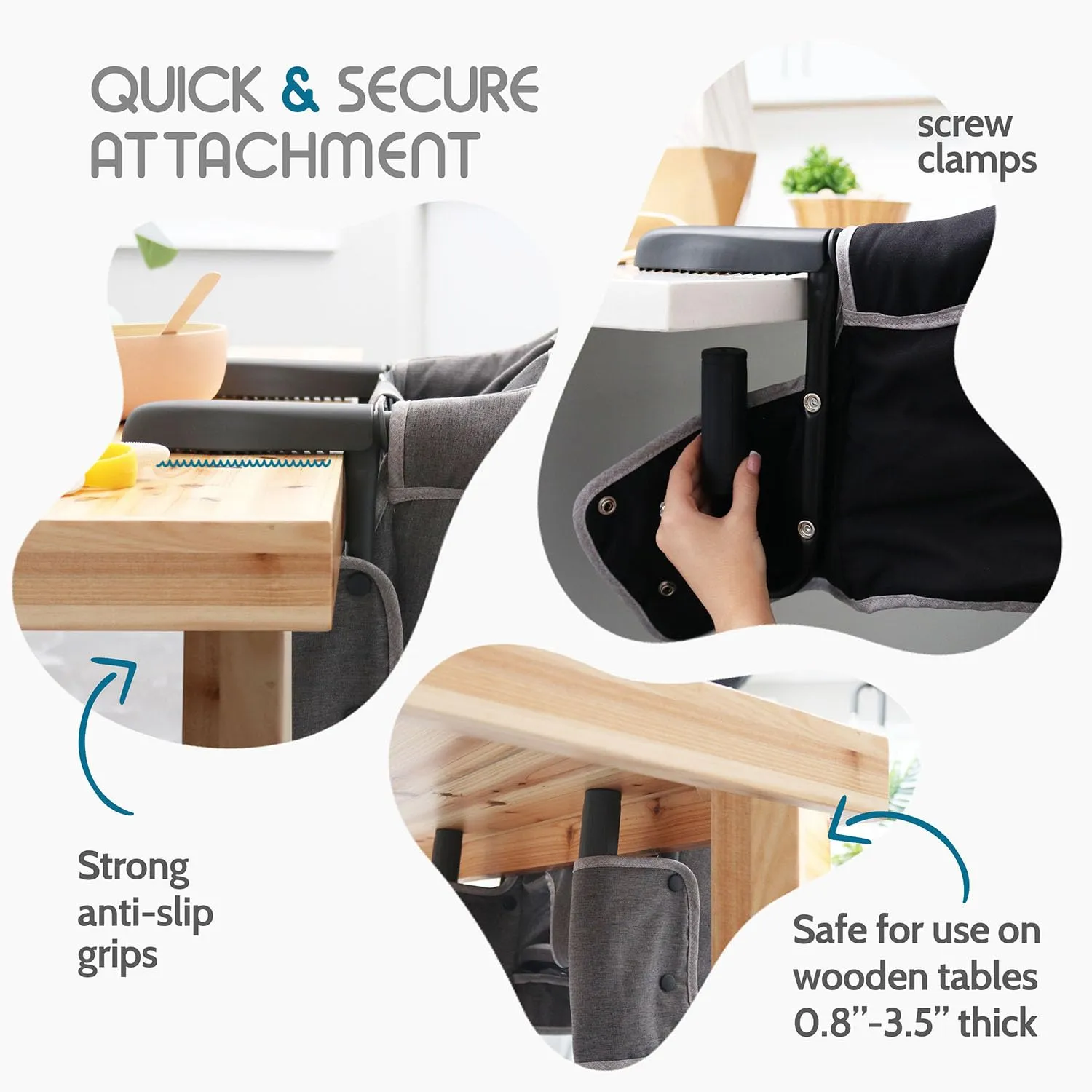 Elegant Faux Leather Hook On High Chair for Table - Clip On High Chair to Table, Portable High Chair for Travel, High Chairs for Babies - Table High Chair, Clip On High Chair That Attaches to Table