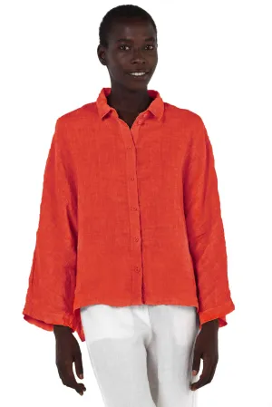 Elemente Clemente Dolman Sleeve Linen Blouse in Bright Red