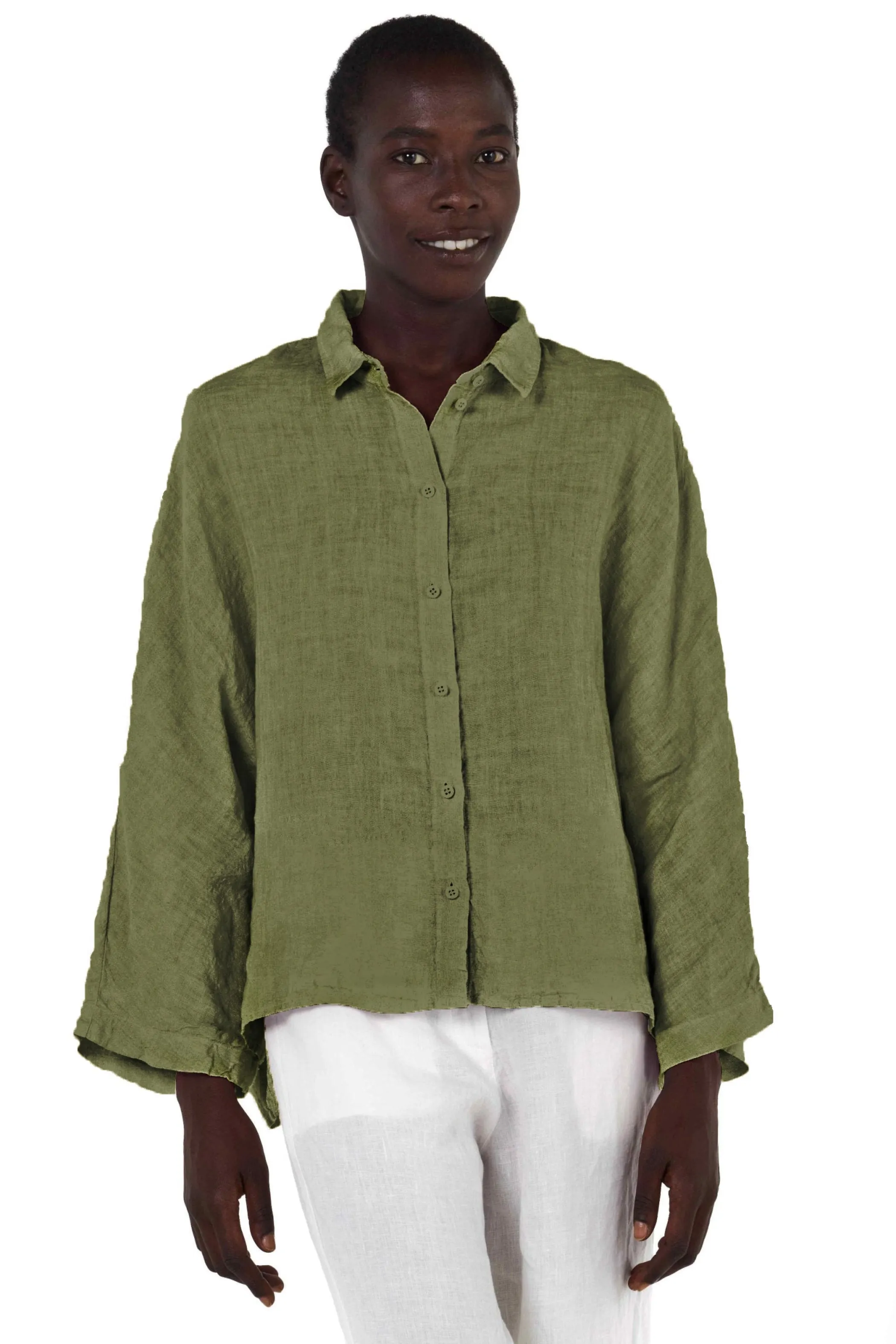 Elemente Clemente Dolman Sleeve Linen Blouse in Mousse