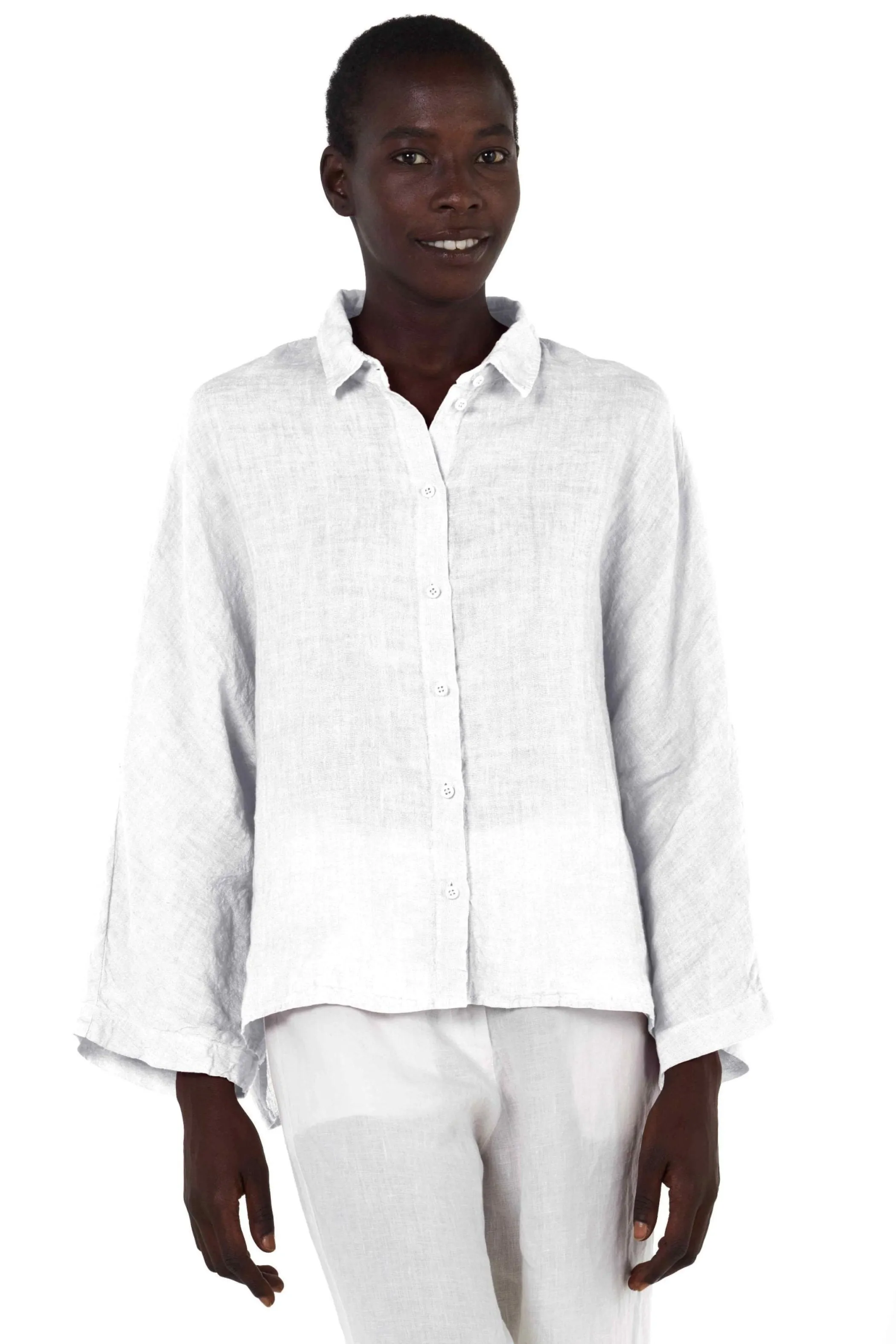 Elemente Clemente Dolman Sleeve Linen Blouse in Pearl