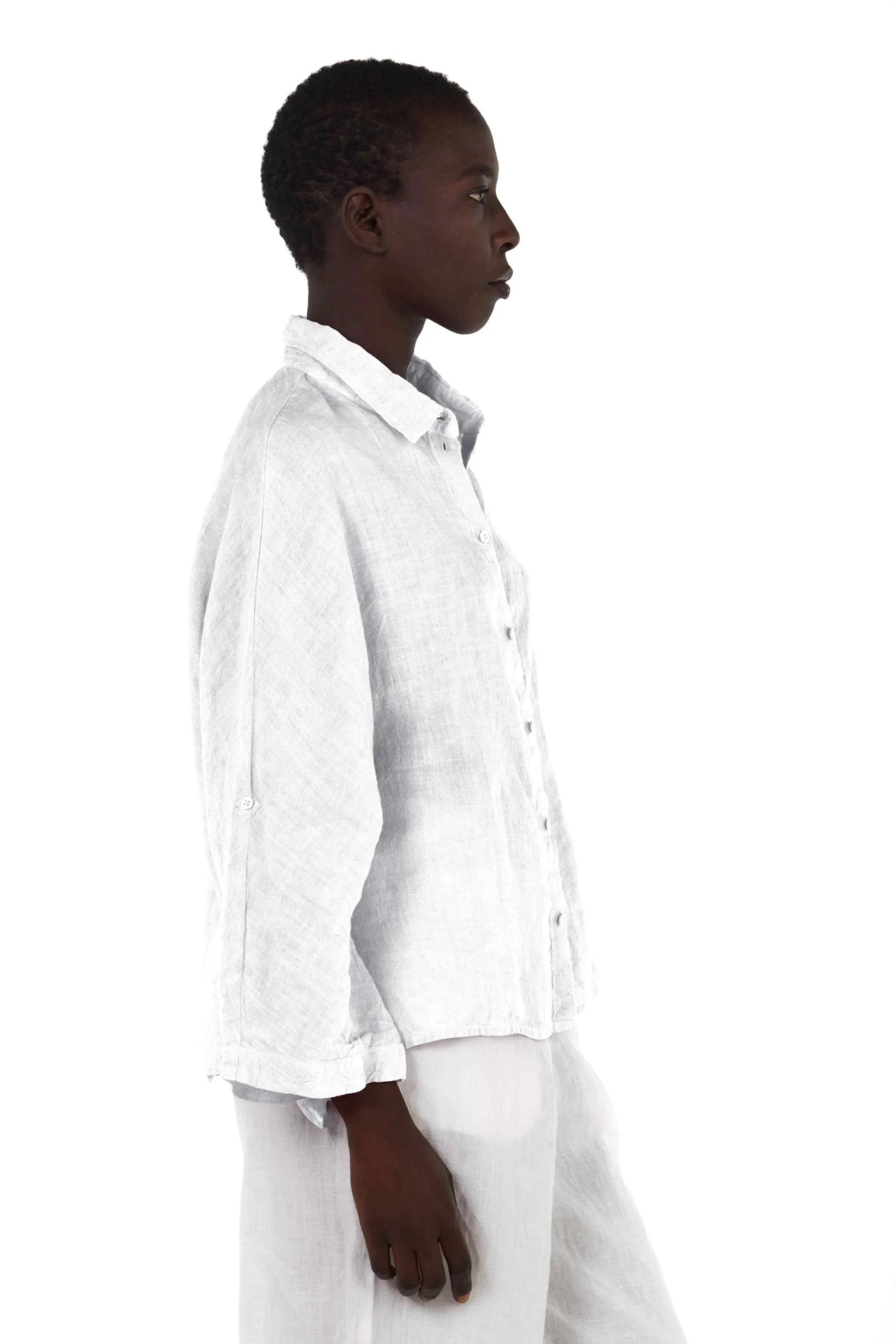 Elemente Clemente Dolman Sleeve Linen Blouse in Pearl