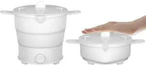 [Ellniges]【Electric Hot Pot】1.2L Travel-Friendly Collapsible Kettle, for Dorm Cooking & Quick Meals, Compact dle Cooker, Stainless Steel, Auto Shut-Off, 800W Power