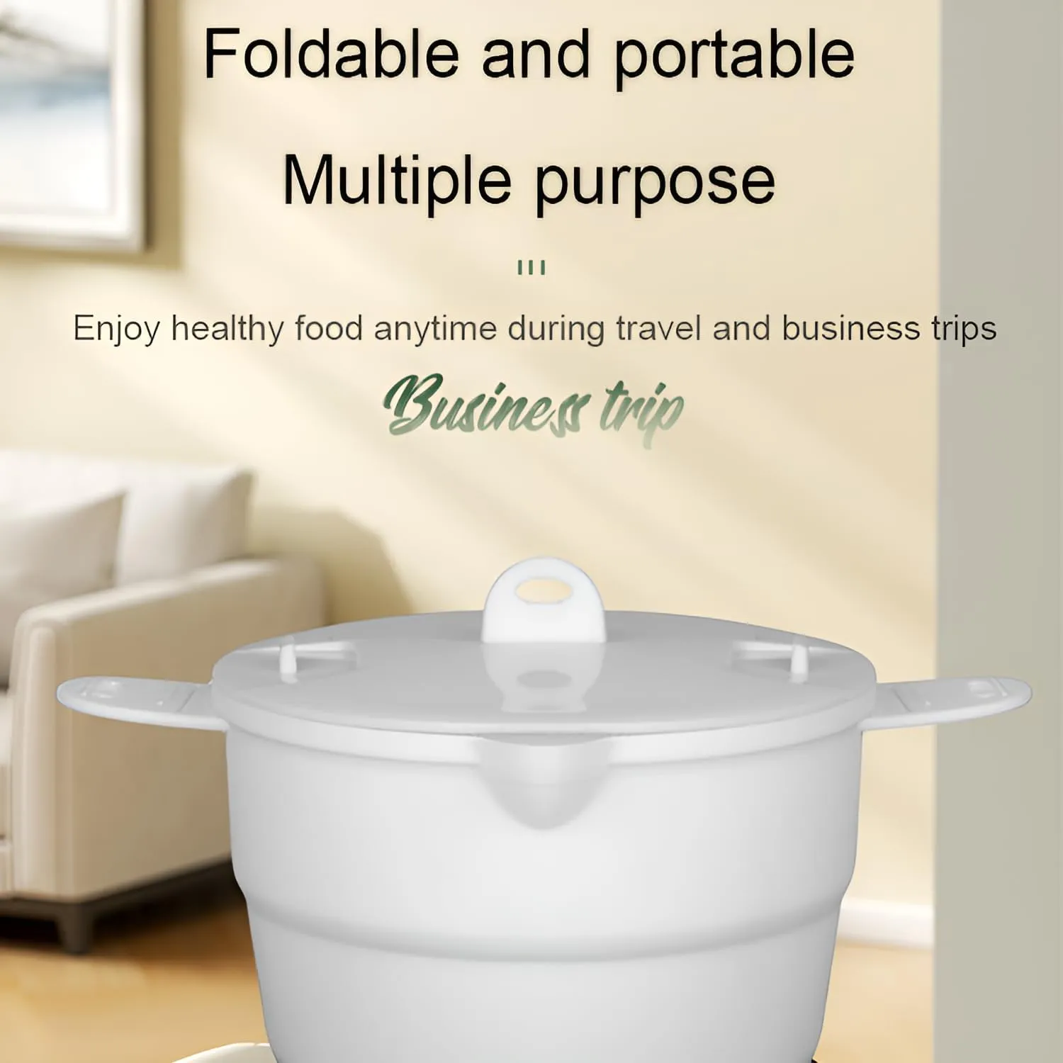 [Ellniges]【Electric Hot Pot】1.2L Travel-Friendly Collapsible Kettle, for Dorm Cooking & Quick Meals, Compact dle Cooker, Stainless Steel, Auto Shut-Off, 800W Power