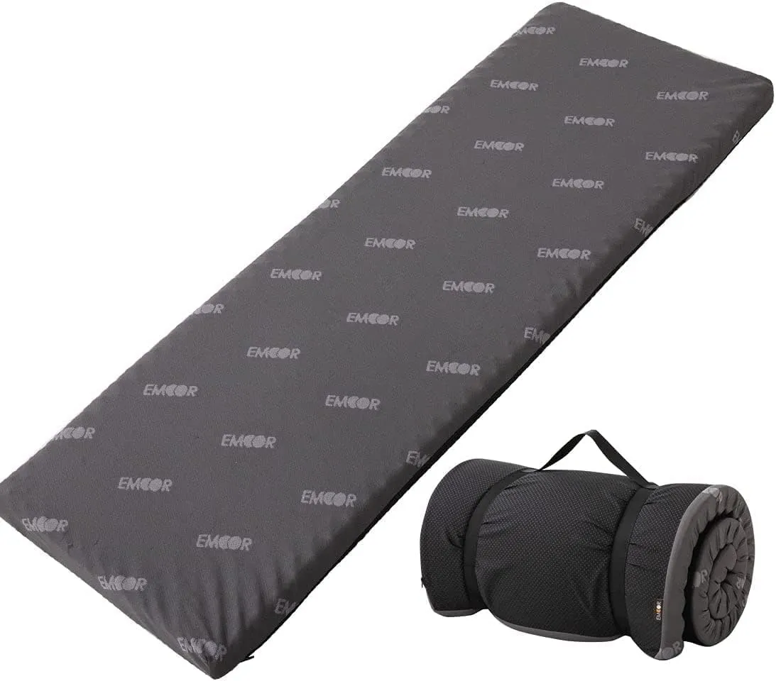 EMOOR Rollable Outdoor Mattress Compact Size (71 x 24in) Dark Gray, Portable Camping Bed Japanese Futon Mattress Sleeping on The Floor