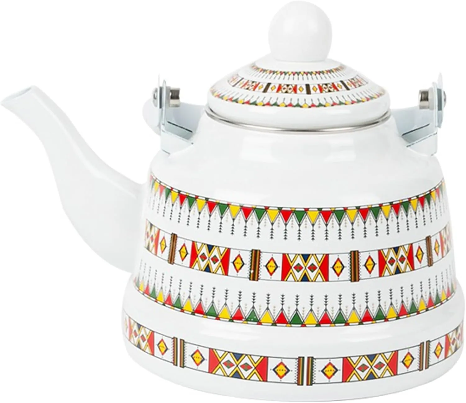 Enamel Camping Coffee Pot, Compact Outdoor Kettle with Foldable Handle & Rapid Boil Technology