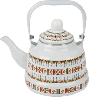Enamel Camping Coffee Pot, Compact Outdoor Kettle with Foldable Handle & Rapid Boil Technology