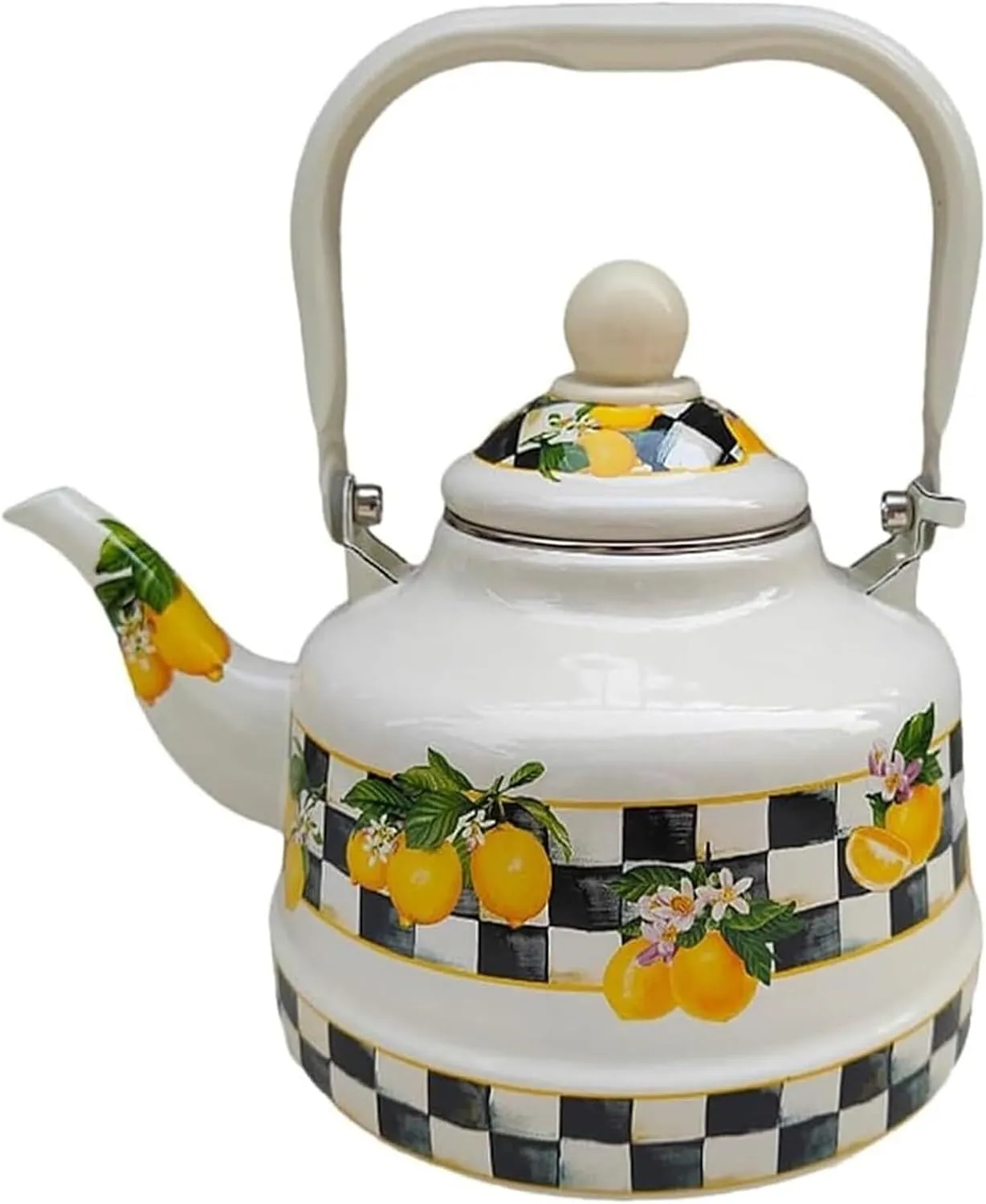 Enamel Tea Kettle Camping, Durable Outdoor Pot with Foldable Handle & Compact Design(1.1L)