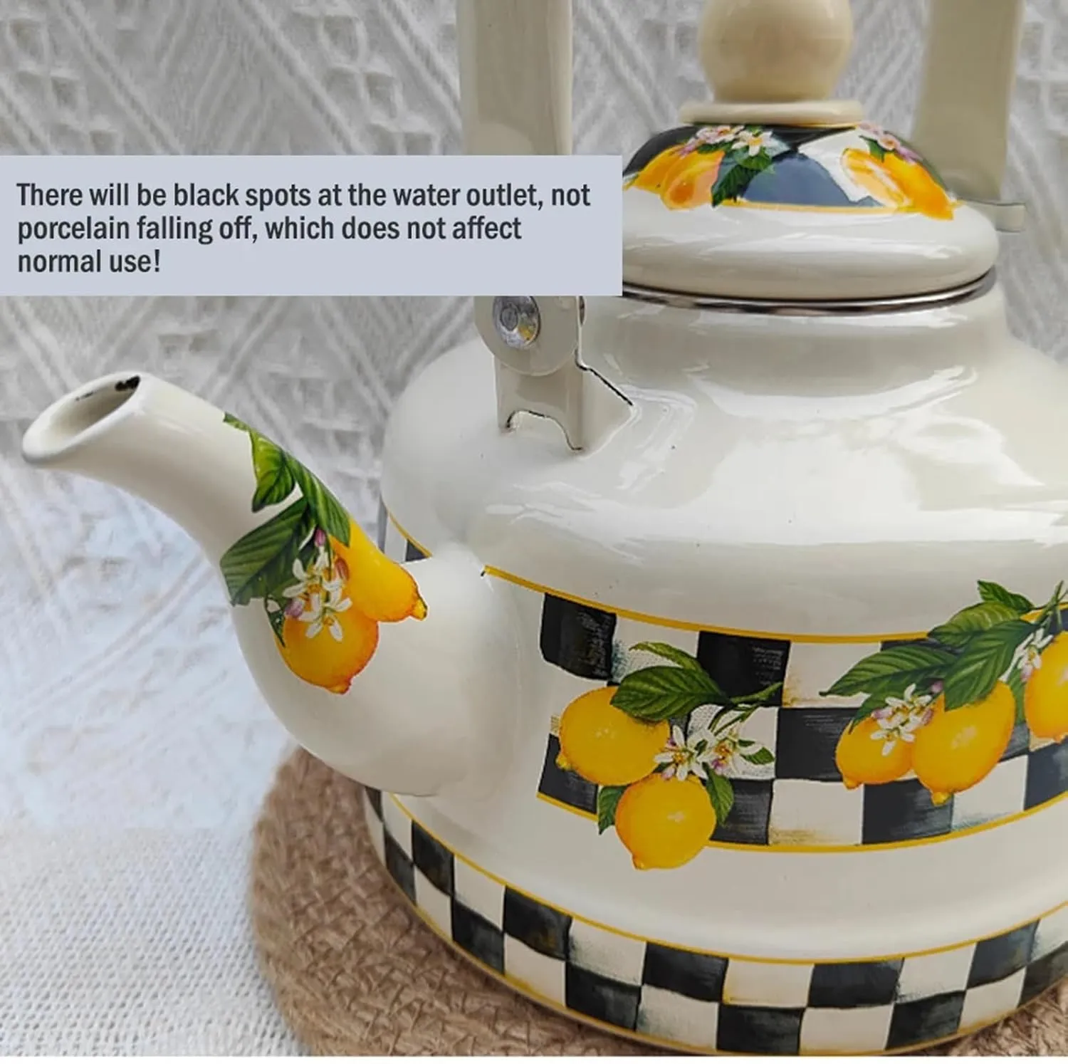 Enamel Tea Kettle Camping, Durable Outdoor Pot with Foldable Handle & Compact Design(1.1L)