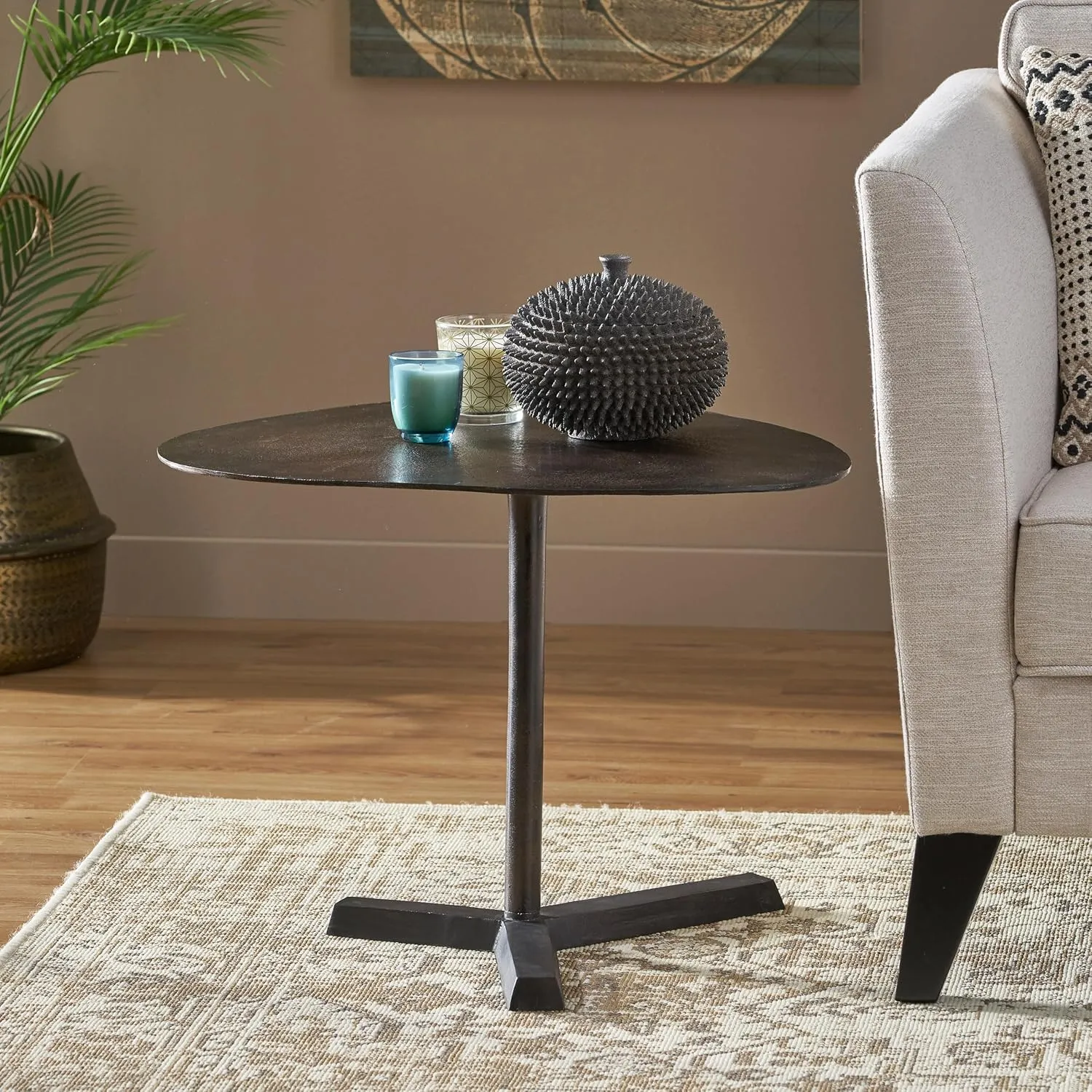 Enhance Your Space with Elegant Elliptical Table, Handcrafted Aluminum Design with Modern Industrial Look, Bronze Finish