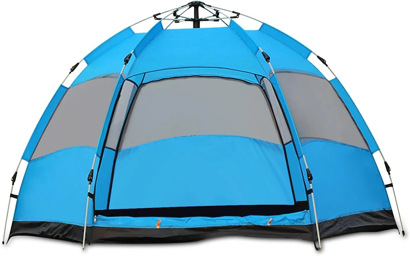 Ergocar Camping Tent 210T PU Cloth Waterproof Windproof Dome Tent, 3 to 4 Man Ultraligh Ventilated Pop up Tent for Family, Hiking, Backpacking & Fishing