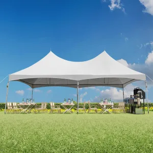 EROMMY 20x30ft Heavy Duty PVC Fire Retardant Party Tent, Commercial Grade Outdoor Canopy with Peaked Roof for Weddings, Events & Receptions, White, 100 Person Capacity