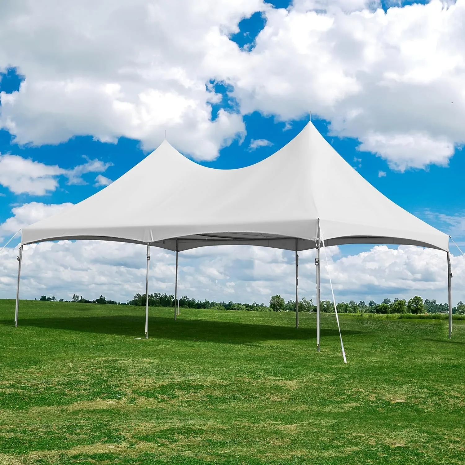 EROMMY 20x30ft Heavy Duty PVC Fire Retardant Party Tent, Commercial Grade Outdoor Canopy with Peaked Roof for Weddings, Events & Receptions, White, 100 Person Capacity