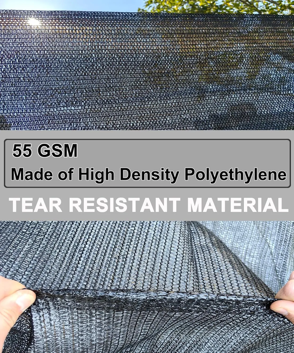 e.share Shade Cloth, 40%-50% Sunblock UV Protection, 6.5 FT X 20 FT can Custom Size Sun Mesh Net for Garden Plant Cover, Flowers and Greenhouse, Black