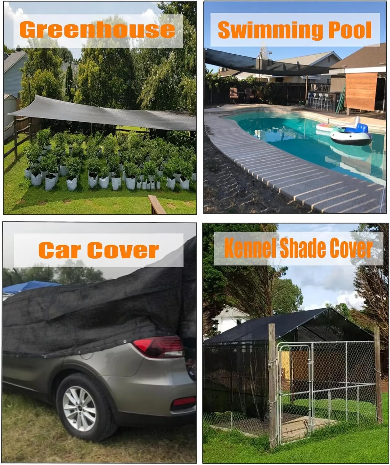 e.share Shade Cloth, 70% Sunblock UV Protection, 10 FT X 10 FT can Custom Size Sun Mesh Net for Garden Plant Cover, Flowers and Greenhouse, Black