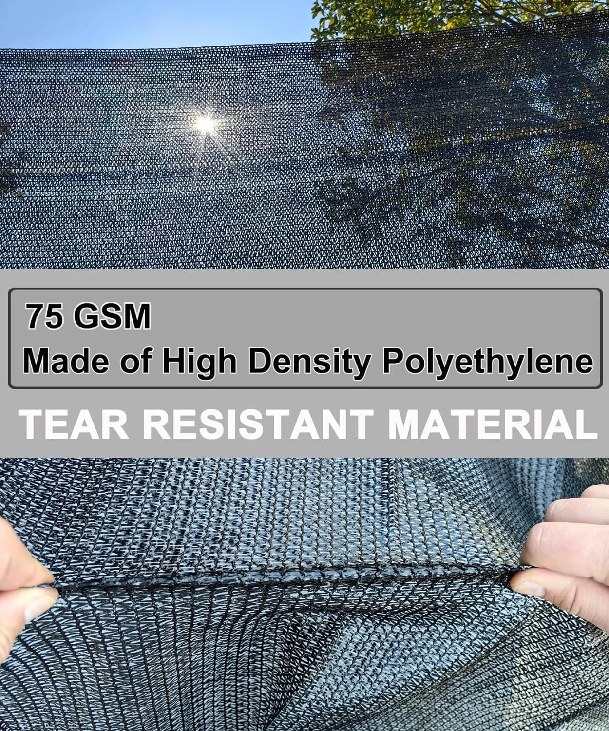 e.share Shade Cloth, 70% Sunblock UV Protection, 10 FT X 10 FT can Custom Size Sun Mesh Net for Garden Plant Cover, Flowers and Greenhouse, Black