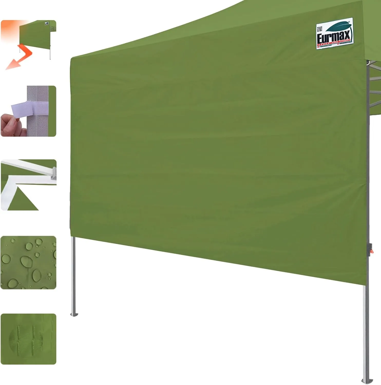 Eurmax USA 10ft Instant Canopy SunWall Canopy Tent Sidewall for Pop Up Canopy Tent,1 Pack Removable Sidewall Only(Field Green)