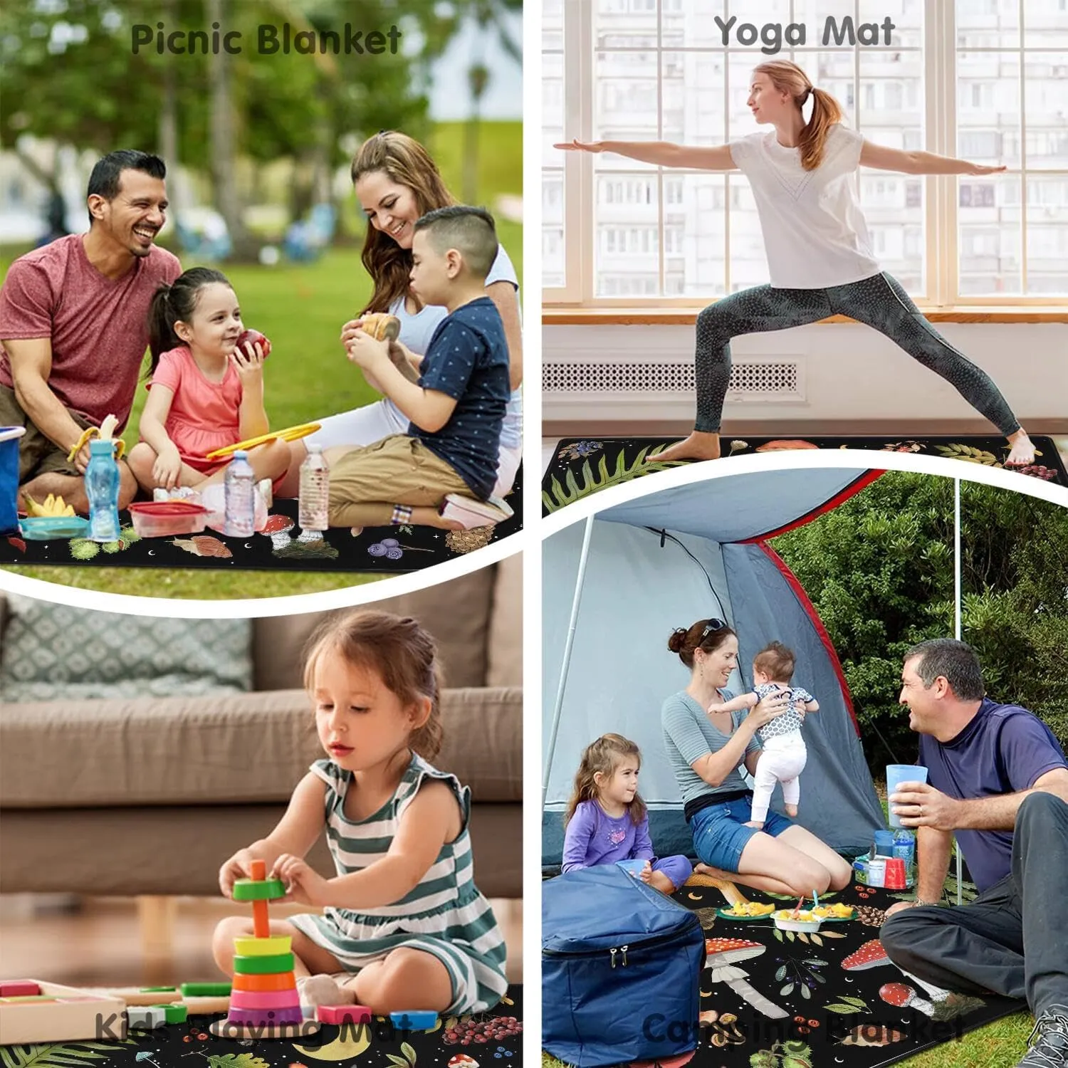 Extra Large Picnic Blankets Waterproof Foldable (80 "x 80") Beach Blanket Waterproof Sandproof,3-Layer Thicking Mat Outdoor Packable Camping Blanket