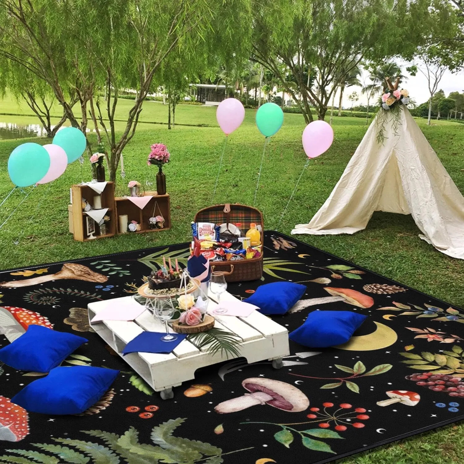 Extra Large Picnic Blankets Waterproof Foldable (80 "x 80") Beach Blanket Waterproof Sandproof,3-Layer Thicking Mat Outdoor Packable Camping Blanket