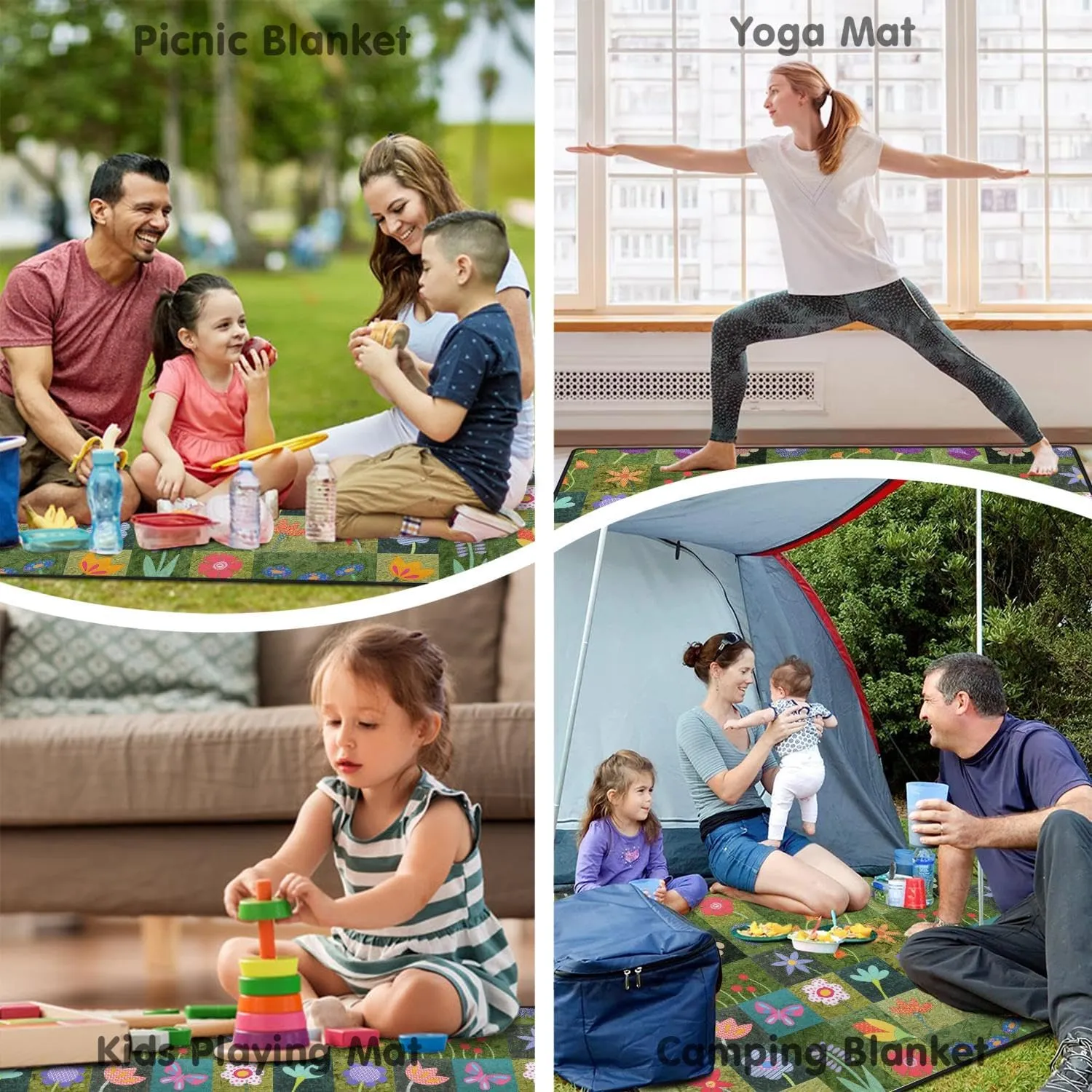 Extra Large Picnic Blankets Waterproof Foldable (80 "x 80") Beach Blanket Waterproof Sandproof,3-Layer Thicking Mat Outdoor Packable Camping Blanket