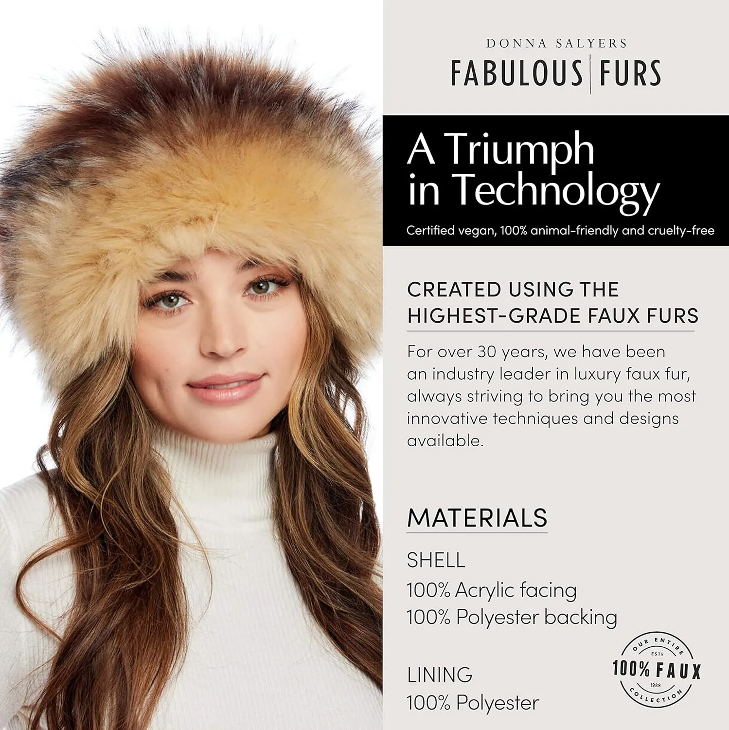 Fabulous-Furs Donna Salyers Tawny Fox Faux Fur Russian Style Hat