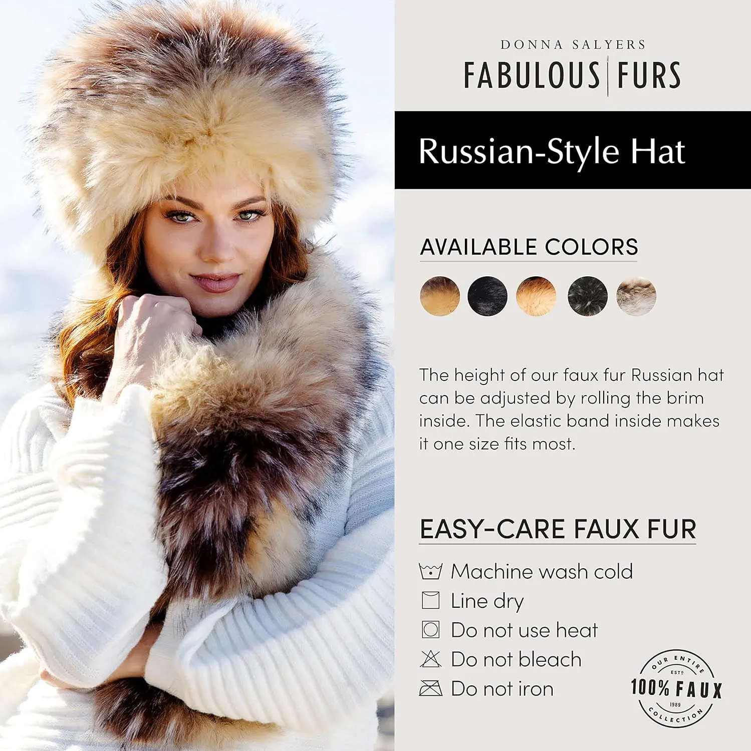 Fabulous-Furs Donna Salyers Tawny Fox Faux Fur Russian Style Hat