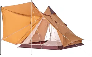 Family Camping Tent Large Double Layer Pyramid Tent Camping Mongolian Yurt Tent for Picnic, Festival