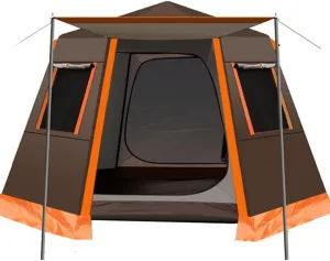 Family Outdoor Camping Tent Automatic Pop-Up Tent 3-4 Person Double Layer Instant Tent Easy Set Up Ideal Outdoor Gifts (Green 3)