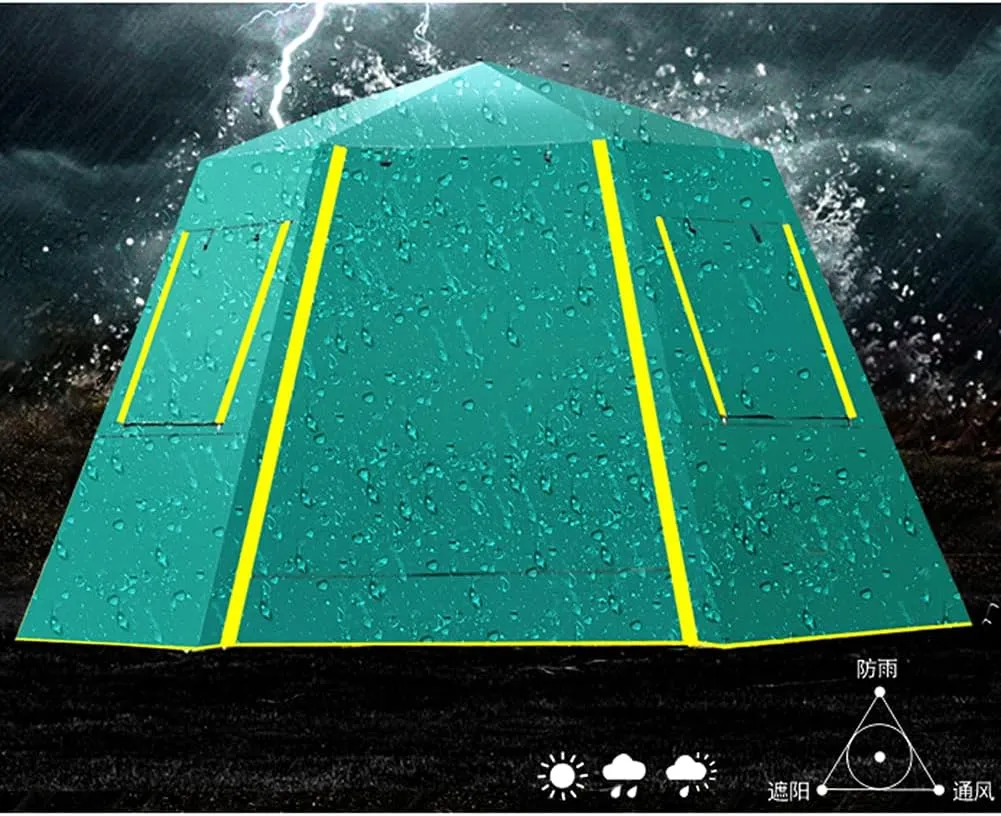 Family Outdoor Camping Tent Automatic Pop-Up Tent 3-4 Person Double Layer Instant Tent Easy Set Up Ideal Outdoor Gifts (Green 3)