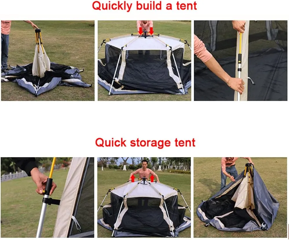 Family Outdoor Camping Tent Automatic Pop-Up Tent 3-4 Person Double Layer Instant Tent Easy Set Up Ideal Outdoor Gifts (Green 3)