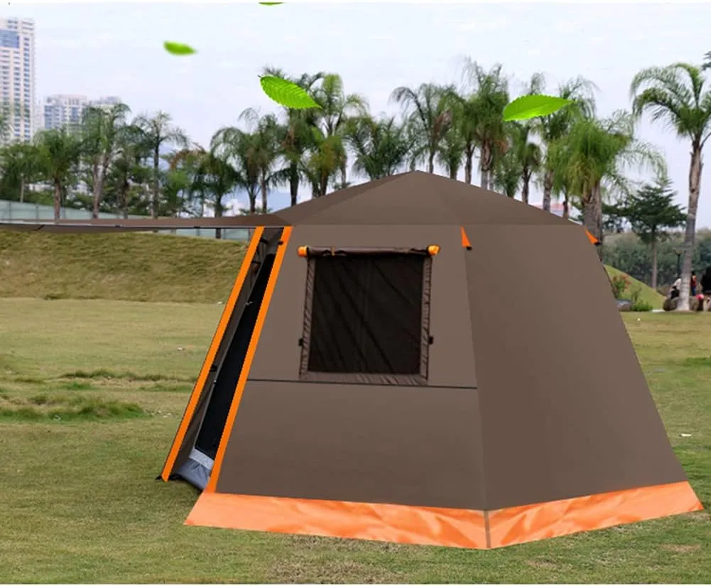 Family Outdoor Camping Tent Automatic Pop-Up Tent 3-4 Person Double Layer Instant Tent Easy Set Up Ideal Outdoor Gifts (Green 3)