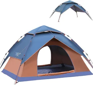 Family Tent 3-4 Person Sturdy Camping Tent Automatic Instant Pop Up Backpacking Tent Ultralight Waterproof For Camping Travel,Sunshade Mosquito Outdoor Tent