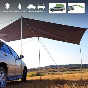 Fay Bless Camping Tarp for SUV Car,Lawn & Garden,Beach Canopy Tent, Multifunctional Waterproof Fly Tent Tarp, Anti-UV Light Weight Camping Shelter Outdoor Sunshade (Army Green,440 * 200cm)
